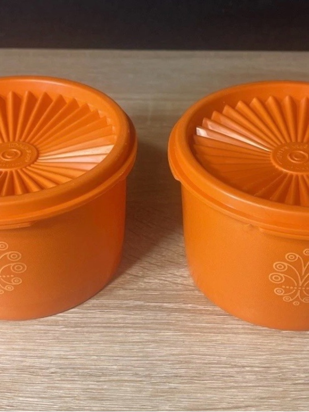 Set of 2 Orange servalier by Tupperware Plastic Storage Containers with Lids
